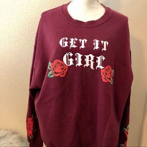 3/30 Cold Crush Get it Girl embroidered rose pullover